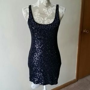 Black & Navy Blue Sparkle Dress