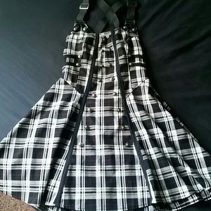 White plaid steampunk dress