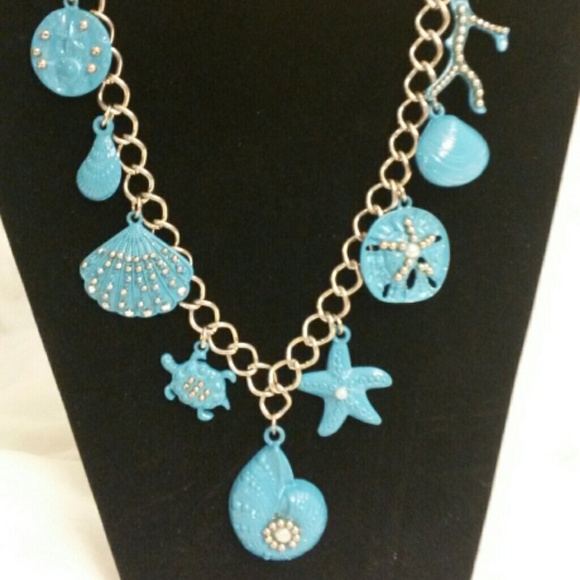 Blue seashell charm necklace