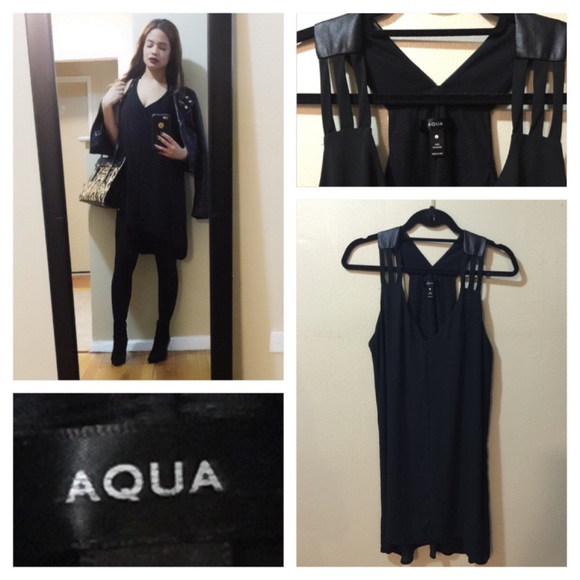 Aqua black high-low dress