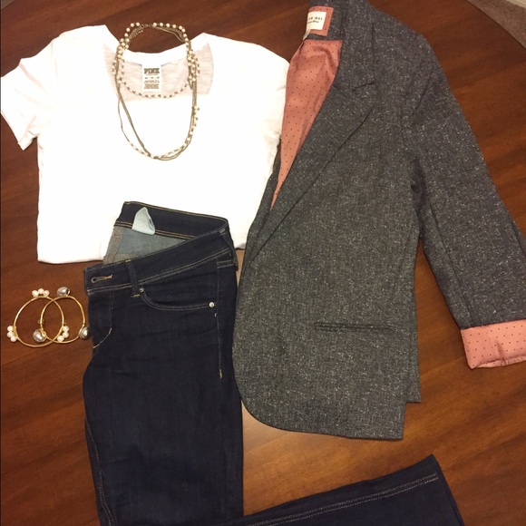 Forever 21 charcoal and blush pink blazer