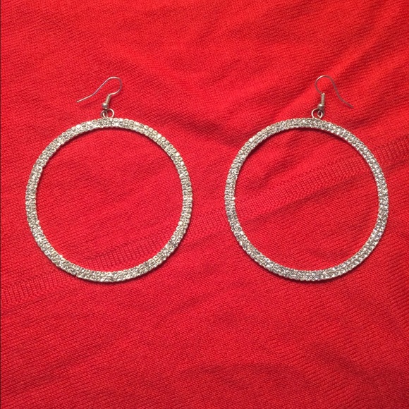 Diamond Silver Hoop Earrings