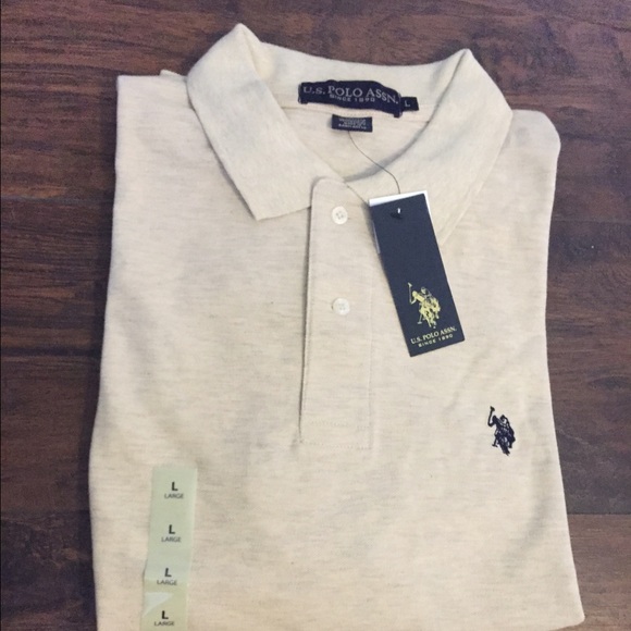 Light tan/sandy colored Polo Assn collared shirt - Picture 1 of 2