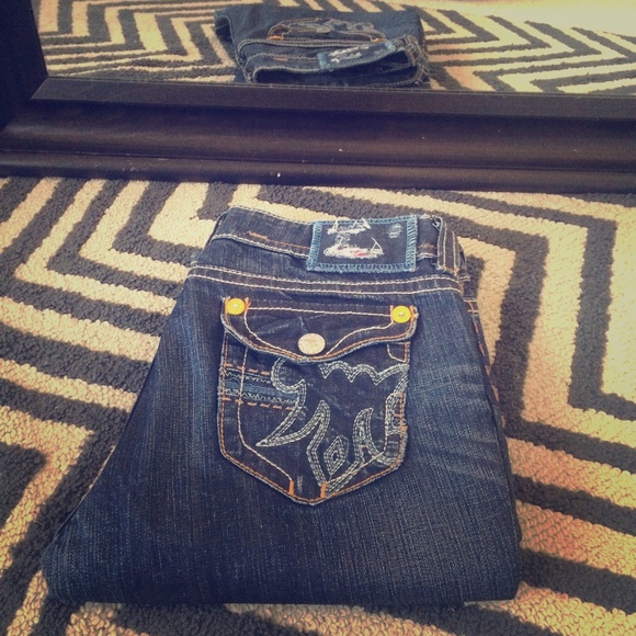 Waxed dark rinse MEK boot cut jeans