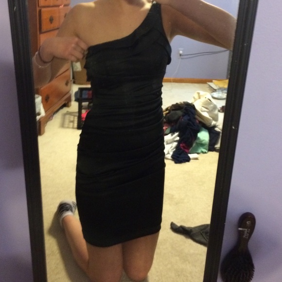 Black one shoulder dress