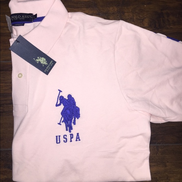 Baby pink, big horse Polo Assn collared shirt