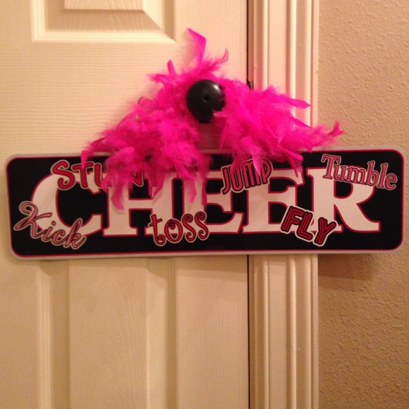 Cheer plaque decor pink and black