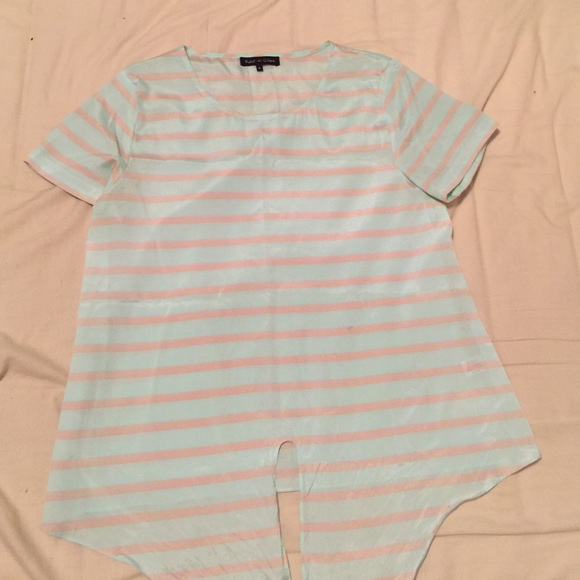 Violet and Claire Striped Tie Front Flowy Top