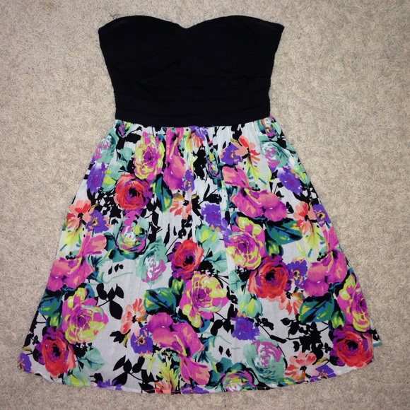 Black & floral sun dress