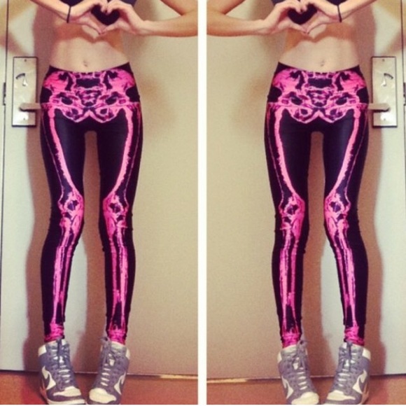 Black milk clothing leg bones skeleton leggings
