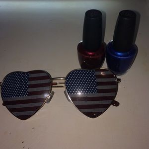 Red and blue opi polish and American flag glasses