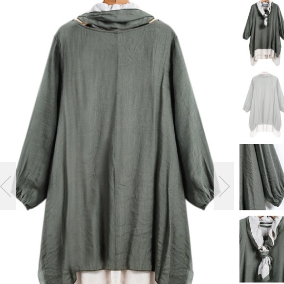 Asymmetrical Loose Green Dress - Picture 4 of 4