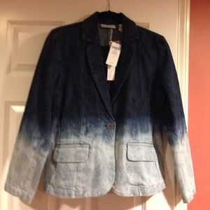 Denim two-tone paisley blazer NWT