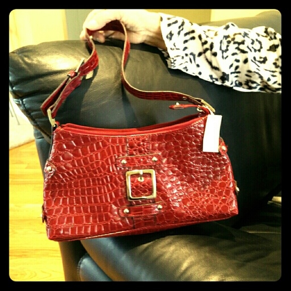 Beautiful Faux Crocodile Red NY & C Bag NWT