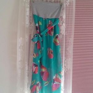 Floral strapless long sundress