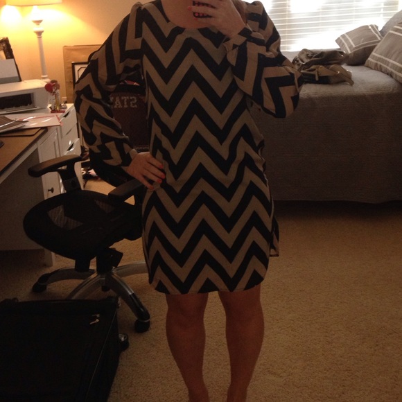 Black and Tan chevron dress