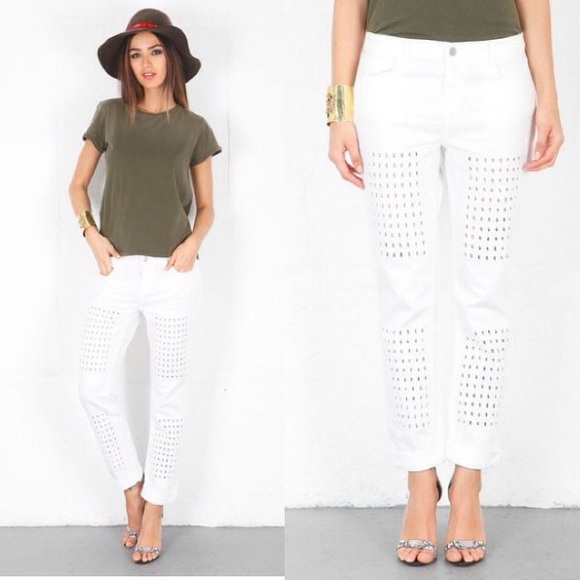 J Brand "Aidan" Slouchy BF Jean w/ Eyelet Detail
