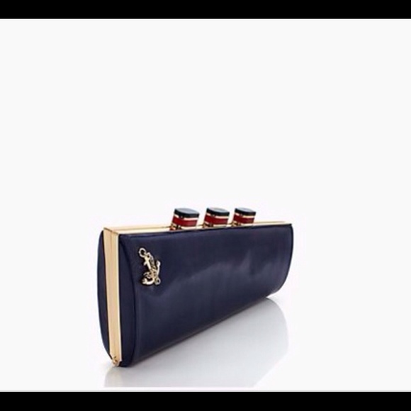 💋SOLD💋Kate Spade All Aboard Ship Navy Clutch - Picture 2 of 4