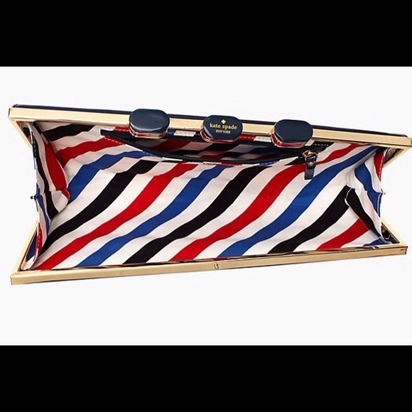 💋SOLD💋Kate Spade All Aboard Ship Navy Clutch - Picture 4 of 4