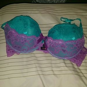 Blue and Purple Lace overlay bra