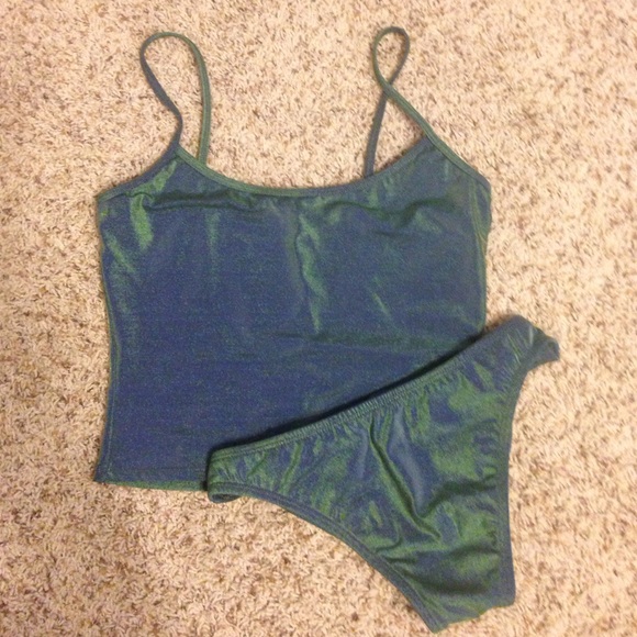 Liz Claiborne Green/Blue Iridescent 2-piece Takini - Picture 1 of 3