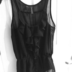 Black sheer ruffle tank