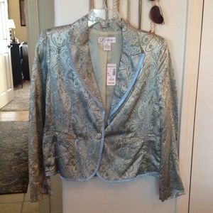 Dress barn paisley blazer green and ice blue