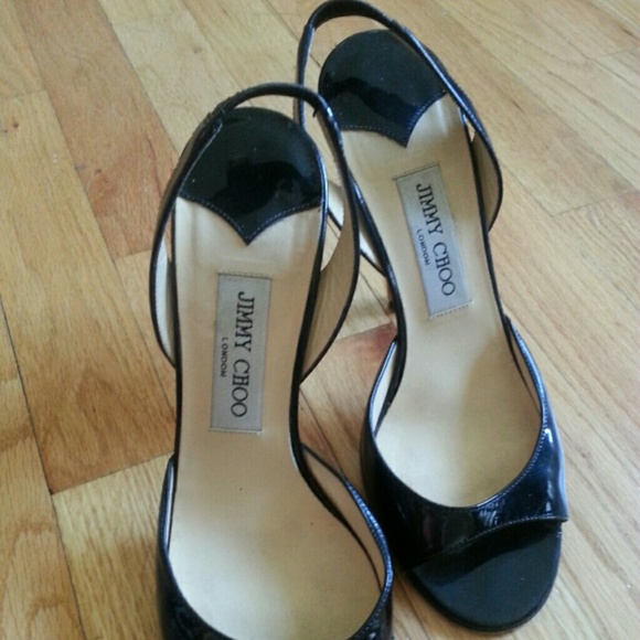 Jimmy Choo black leather heels. - Picture 2 of 4