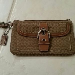 Coach brown wristlet