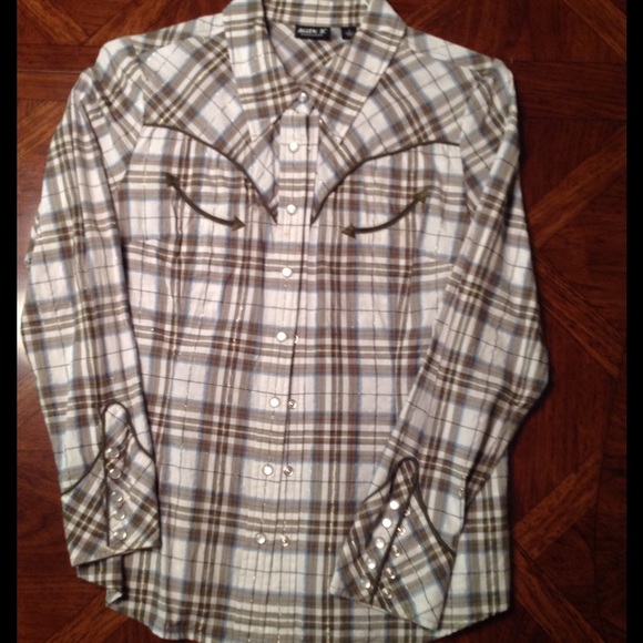 Ladies pretty old-school brown western shirt