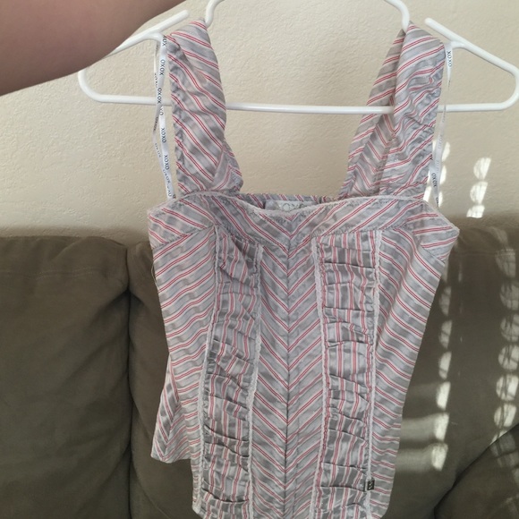Red,gray, and white shirt