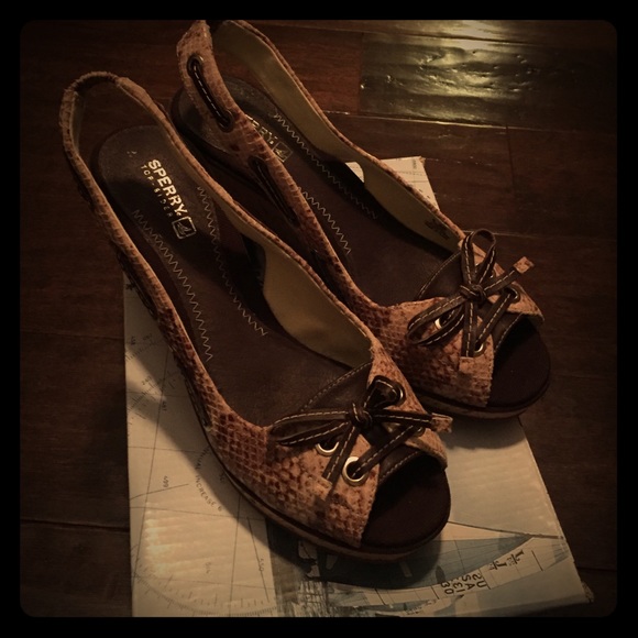 Sperry snakeskin wedges