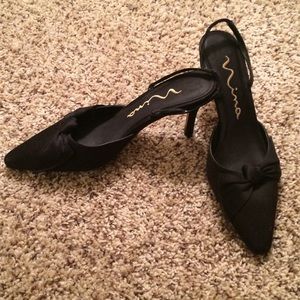 Nina Black Satin Shoes.