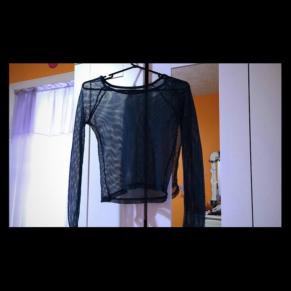 Blue fishnet top!