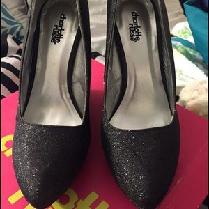 Black Sparkle Wedges Size 8