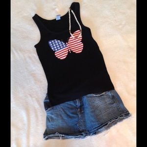 Black Patriotic Butterfly Tank - Very Cute