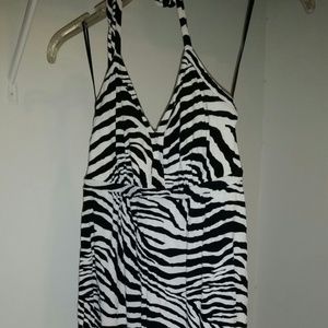 Express Zebra Print Halter Dress