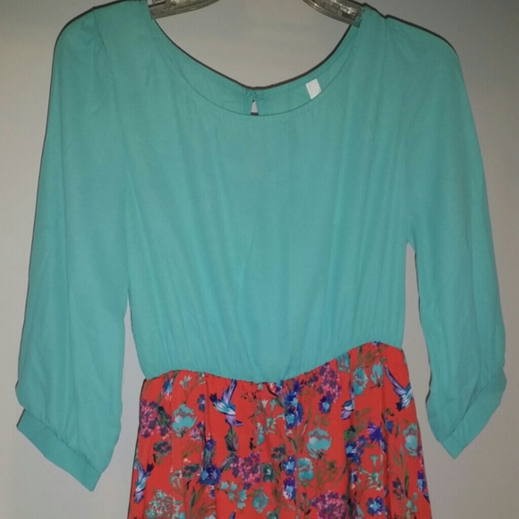 Teal and Orange Floral Dress
