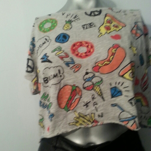 H&M Graphic Doodle Crop Top
