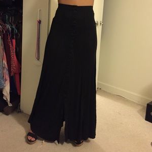 Black maxi skirt with front slit