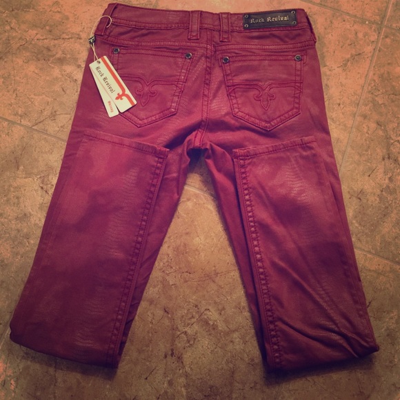 burgundy rock revival jeans