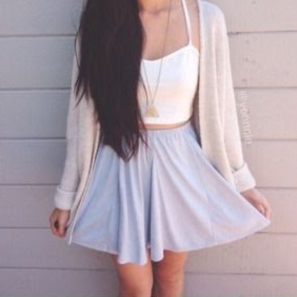 Brandy Melville Blue Velvet Circle Skirt