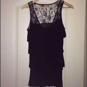 Black Lace and Ruffle Tank