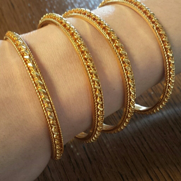 Final Sale 20 for 4 Gold indian bangles sz S 2/4 - Picture 2 of 3
