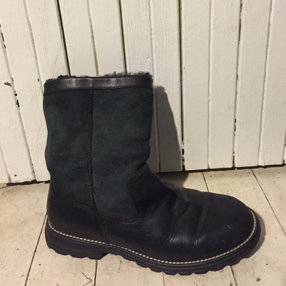 Black Leather Ugg Boots  Brooks Black Woman's