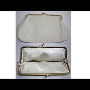 Vintage Cream leather Clutch