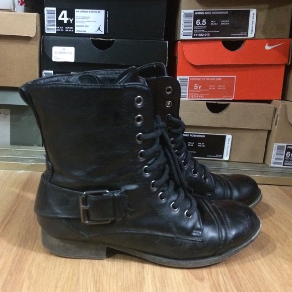 Black combat boots