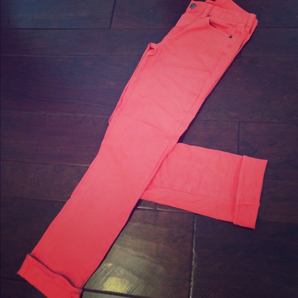 J.CREW coral matchstick jeans