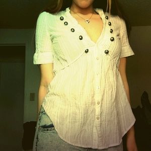 Candies White military button down sparkly top