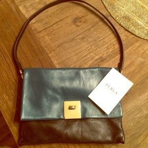 Brand New Teal And Black Furla Shoulder Purse..